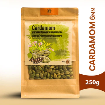 Green cardamom pods with aromatic seeds, fresh and ready for cooking.